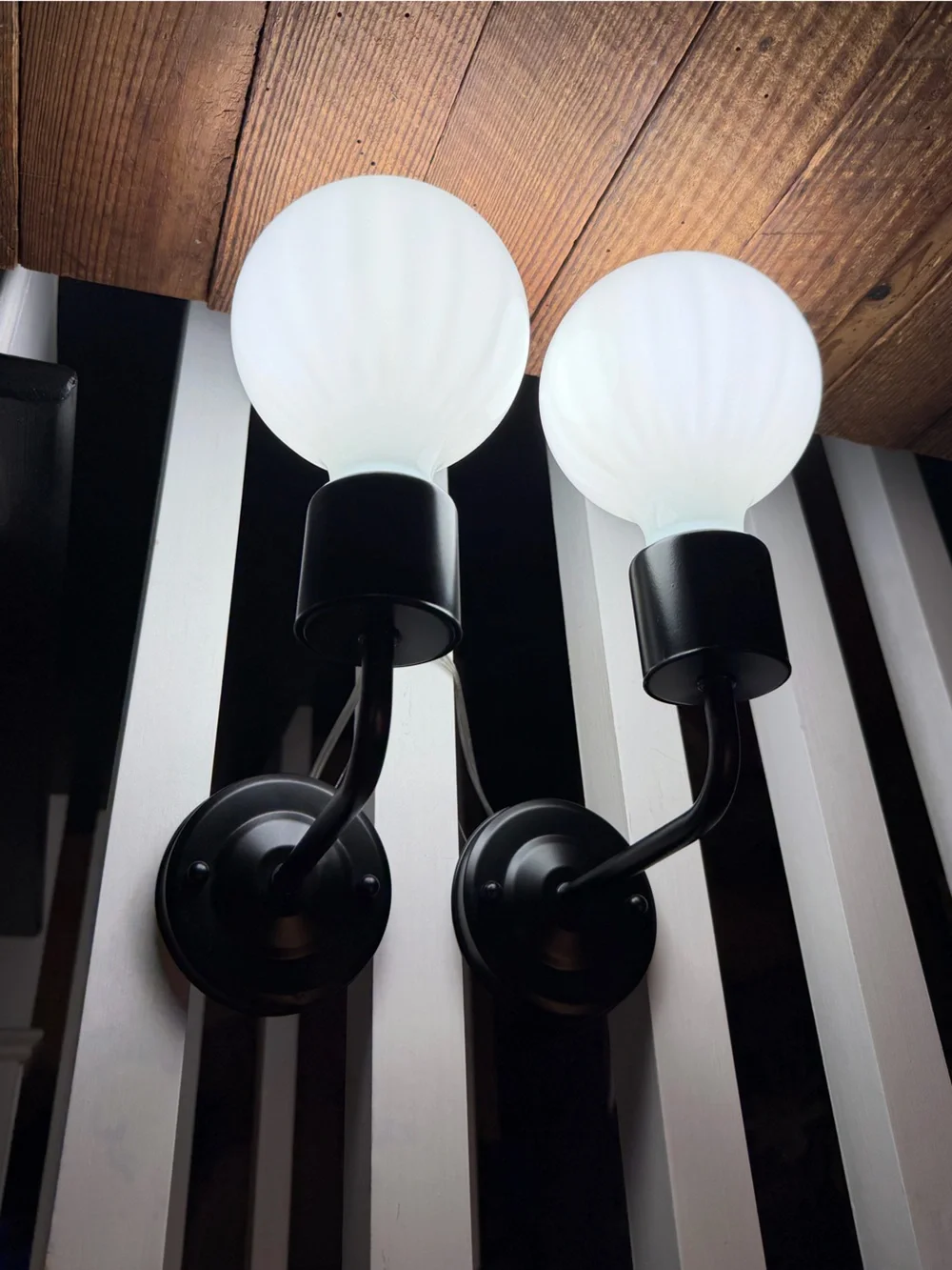 Custom Black and White MCM Wall Sconce Pair